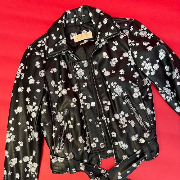 Vintage-Inspired Michael Kors Floral Unique Faux Leather Moto Jacket – XS - Picture 7 of 12